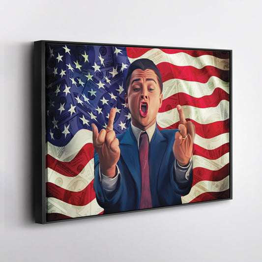 The Wolf of Wall Street Middle Finger Canvas Print | Bold Movie Wall Art