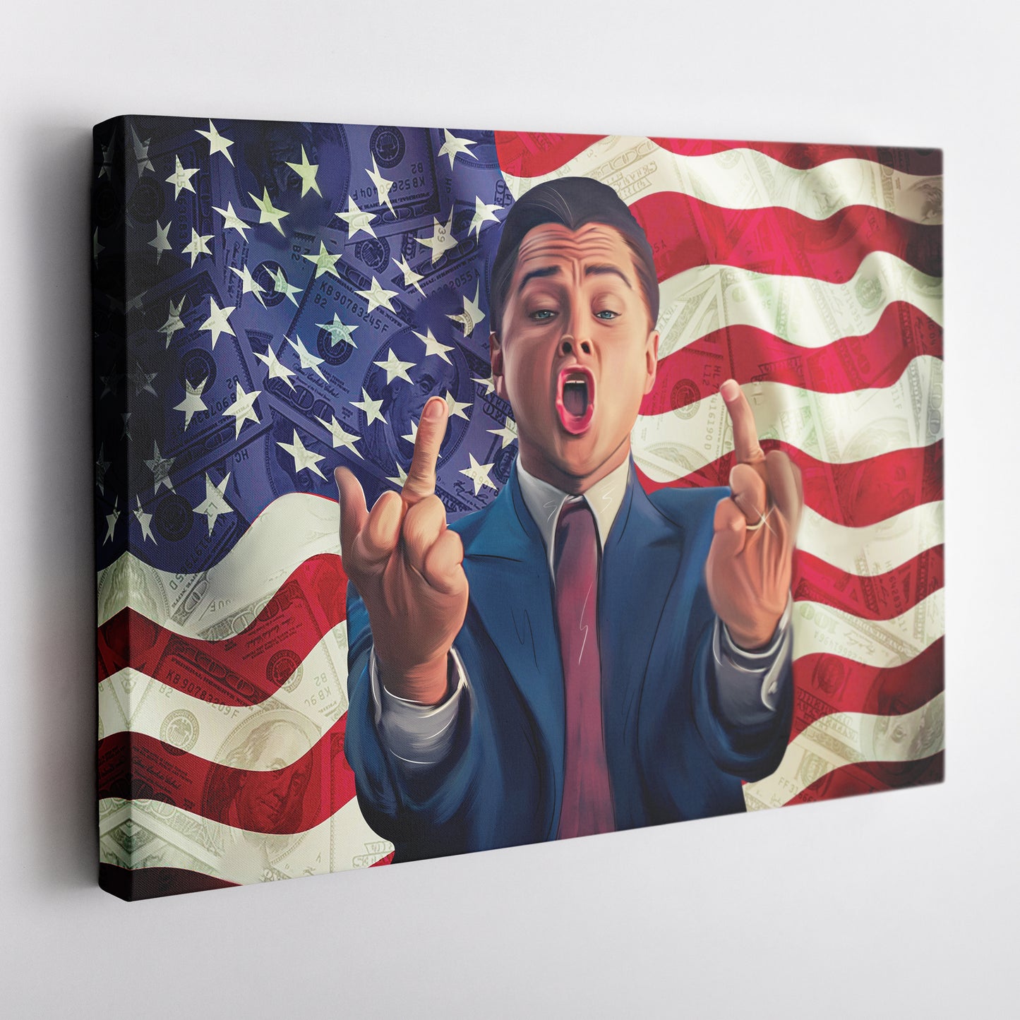 The Wolf of Wall Street Middle Finger Canvas Print | Bold Movie Wall Art
