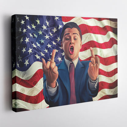 The Wolf of Wall Street Middle Finger Canvas Print | Bold Movie Wall Art
