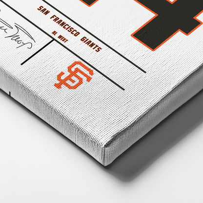 Willie Mays Giants Jersey Canvas Print | Wall Art Decor