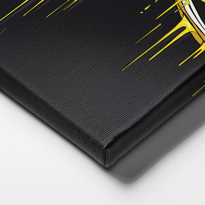 Air Jordan 1 Mid Black Yellow Poster Canvas Print | Sneakerhead Wall Art