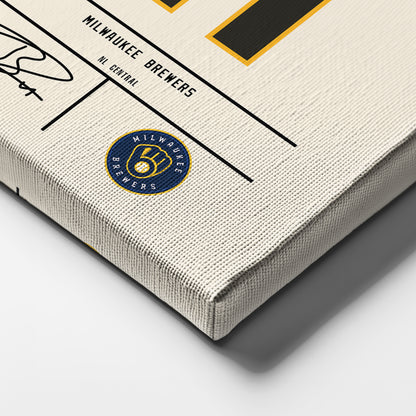 Jackson Chourio Brewers Jersey Canvas Print | Wall Art Decor