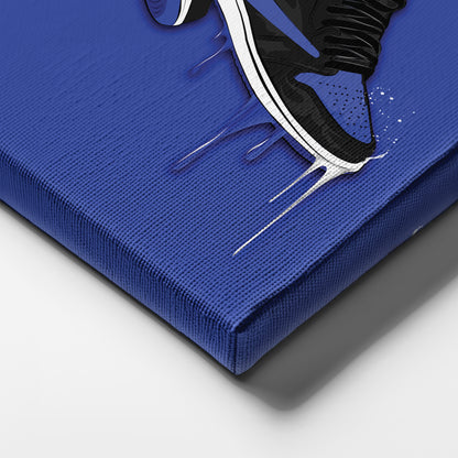 Air Jordan 1 Mid Blue Black Canvas Print | Sneakerhead Wall Art