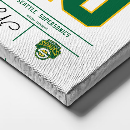 Shawn Kemp Seattle SuperSonics Jersey Canvas Wall Art