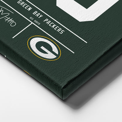 Jordan Love Packers Jersey Canvas Print | Wall Art Decor
