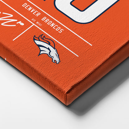 Bo Nix Denver Broncos Jersey Canvas Wall Art