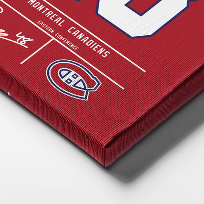 Lane Hutson Montreal Canadiens Jersey Canvas Wall Art