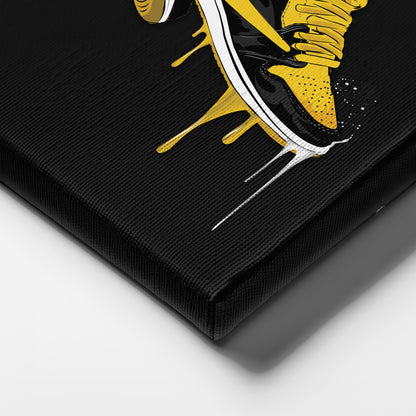 Air Jordan 1 Mid Black Yellow Canvas Print | Sneakerhead Wall Art