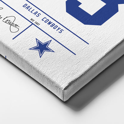 Tony Dorsett Cowboys Jersey Canvas Print | Wall Art Decor