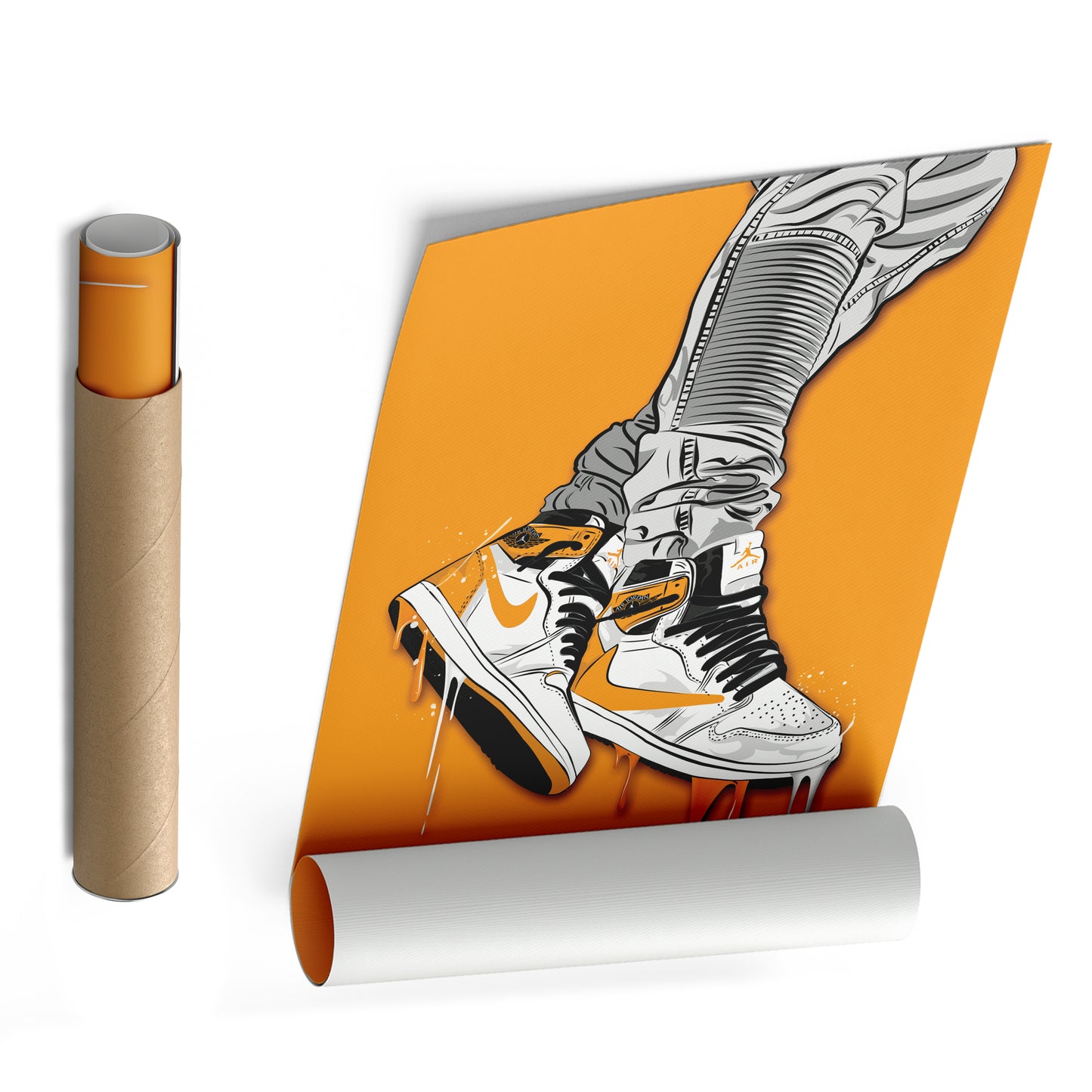 Air Jordan 1 Mid Yellow White Canvas Print | Sneakerhead Wall Art