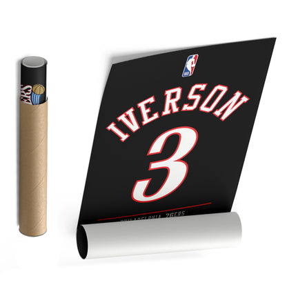 Allen Iverson Philadelphia 76ers black Jersey Canvas Wall Art