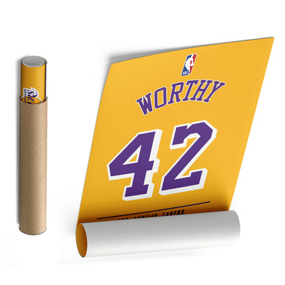 James Worthy Los Angeles Lakers Jersey Canvas Wall Art