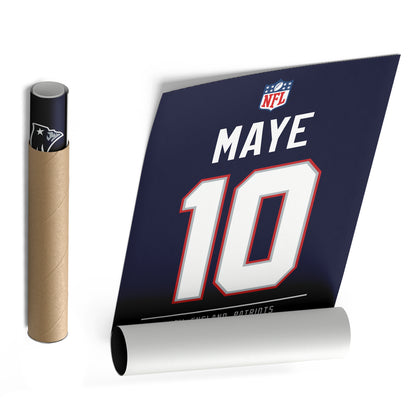 Drake Maye New England Patriots Jersey Canvas Wall Art