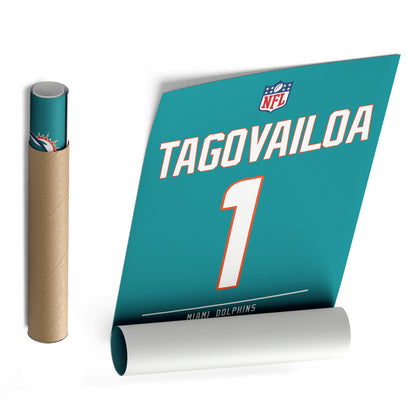 Tua Tagovailoa Dolphins Jersey Canvas Print | Wall Art Decor