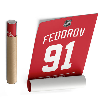 Sergei Fedorov Detroit Red Wings Jersey Canvas Wall Art