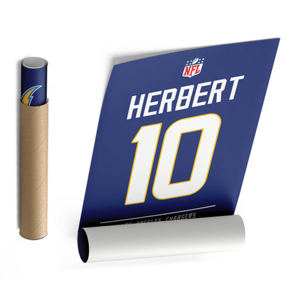 Justin Herbert Chargers Jersey Canvas Print | Wall Art Decor