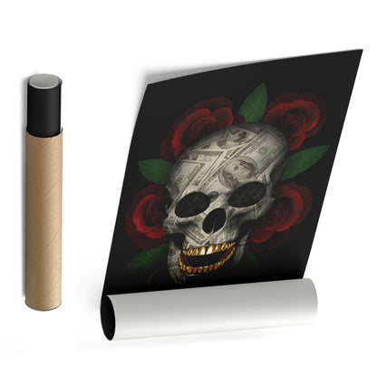 Skull 'Money Talks' Canvas Print | Dark Aesthetic Wall Art Decor