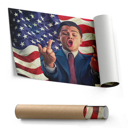 The Wolf of Wall Street Middle Finger Canvas Print | Bold Movie Wall Art