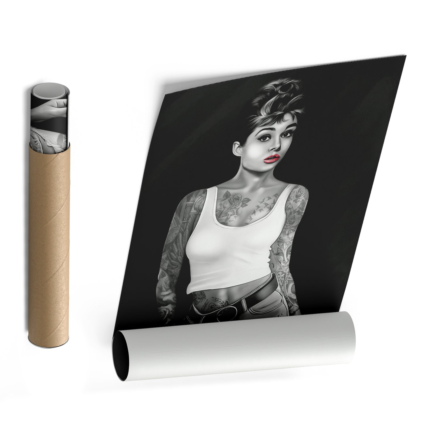 Audrey Hepburn Tattoo Canvas Print | Iconic Hollywood Wall Art