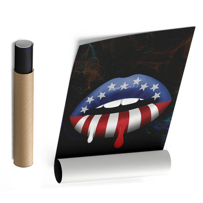 Lips American Flag Canvas Print | Patriotic Wall Art Decor