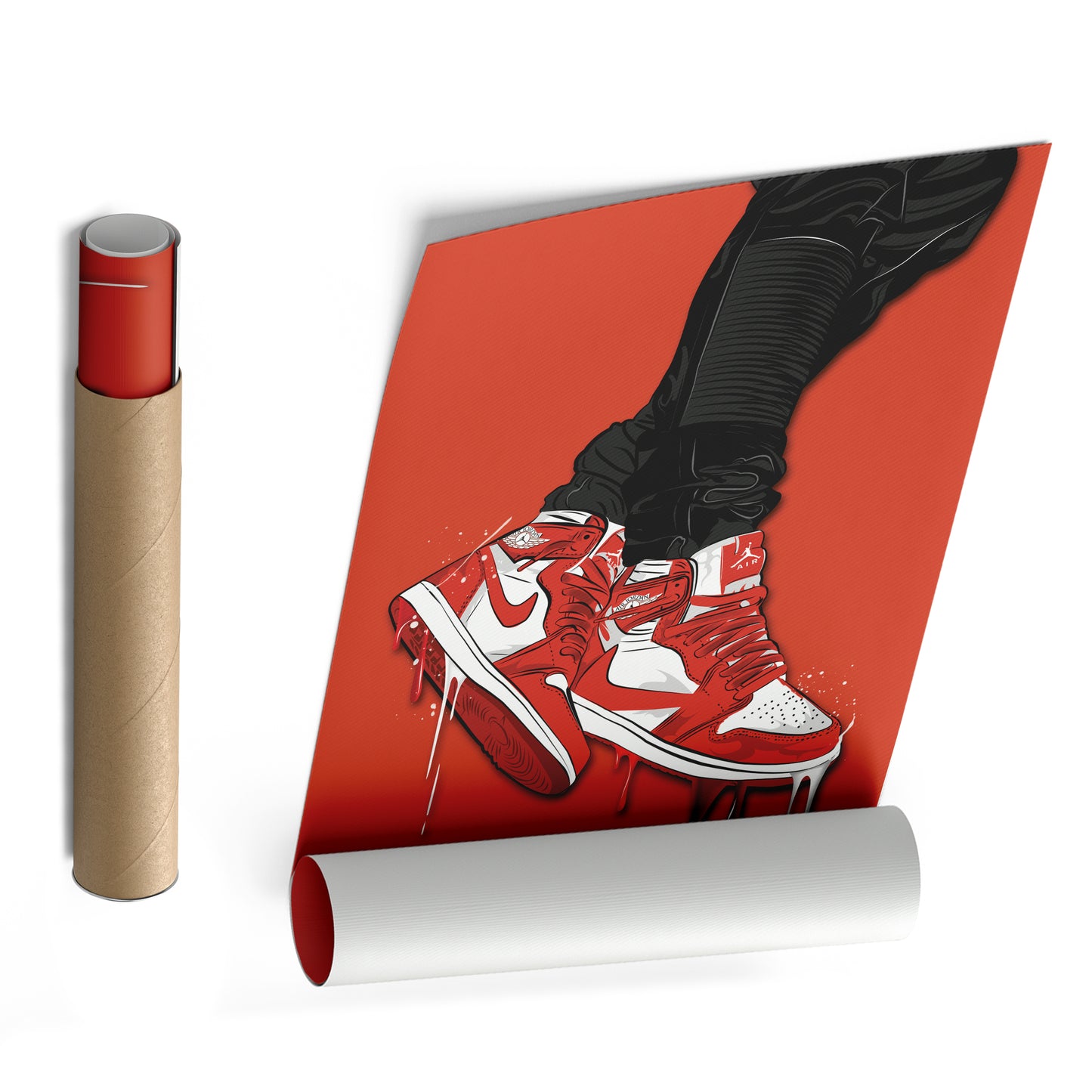 Air Jordan 1 Mid Red White Canvas Print | Sneakerhead Wall Art