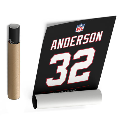 Jamal Anderson Atlanta Falcons Jersey Canvas Wall Art