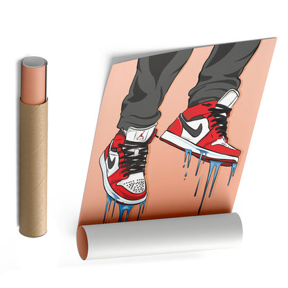 Air Jordan 1 Mid Classic Poster Painting Canvas Print  Sneakerhead Wall Art