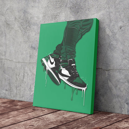 Air Jordan 1 Mid Green White Black Art