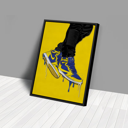 Air Jordan 1 Mid Blue Yellow Art