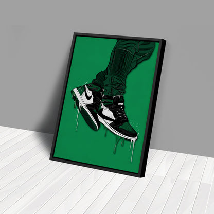 Air Jordan 1 Mid Green White Black Art