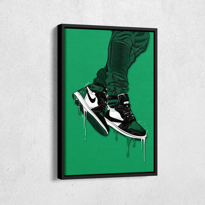 Air Jordan 1 Mid Green White Black Art