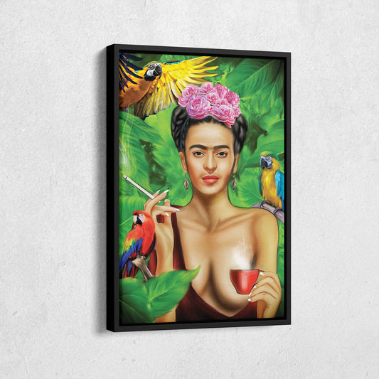 Frida Kahlo Coffee with Parrot