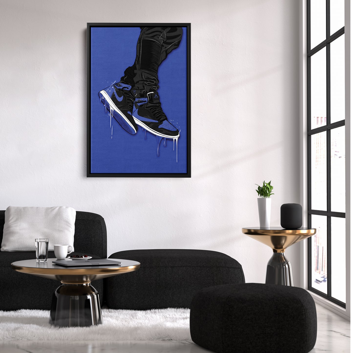 Air Jordan 1 Mid Blue Black Art